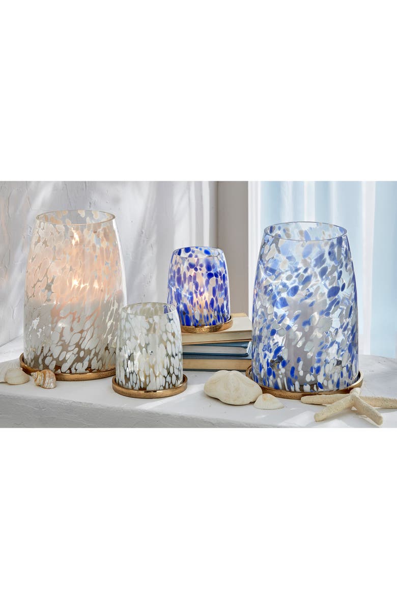 tag Blue Confetti Glass Hurricane Candle Holder Large, Alternate, color, Blue