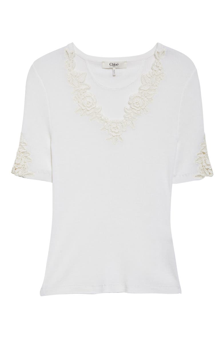 Chloé Lace Trim Rib Top, Alternate, color,
