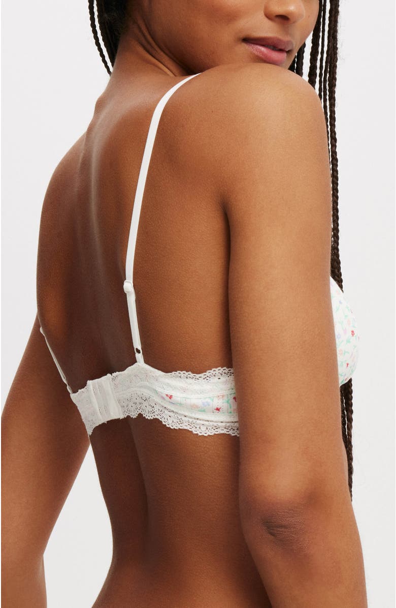 COTTON ON BODY Women's Organic Cotton Lace Triangle Padded Bralette, Alternate, color, 