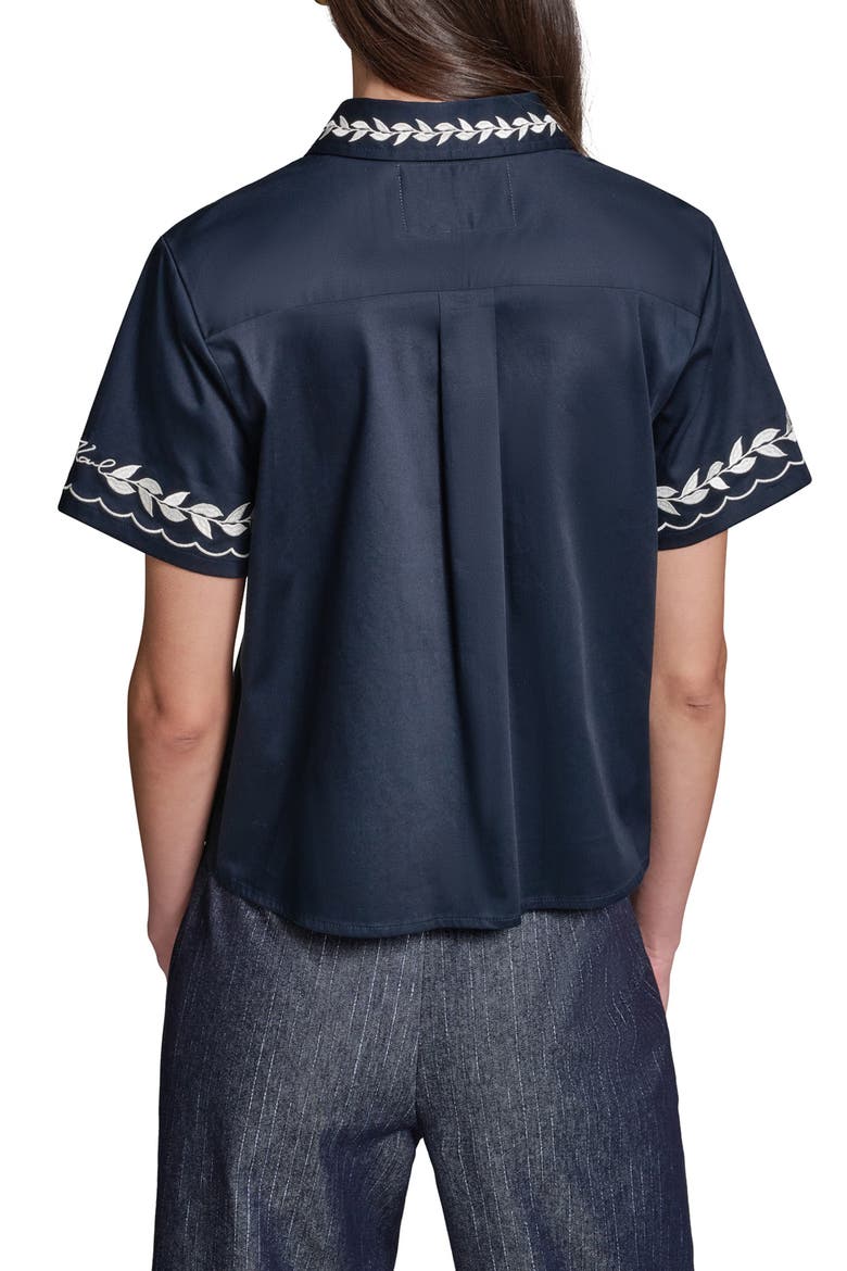 Embroidered Button-Up Shirt, Alternate, color, MIDNIGHT NAVY