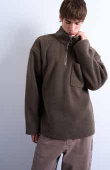 Topman Quarter Zip High Pile Fleece Sweatshirt