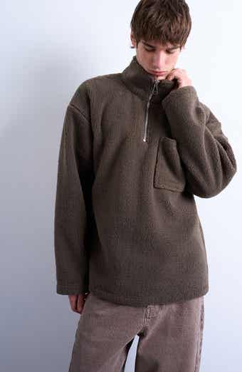 Topman Quarter Zip High Pile Fleece Sweatshirt