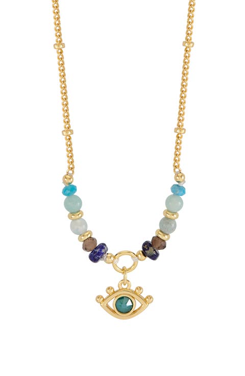 Evil Eye Faceted Bead Pendant Necklace