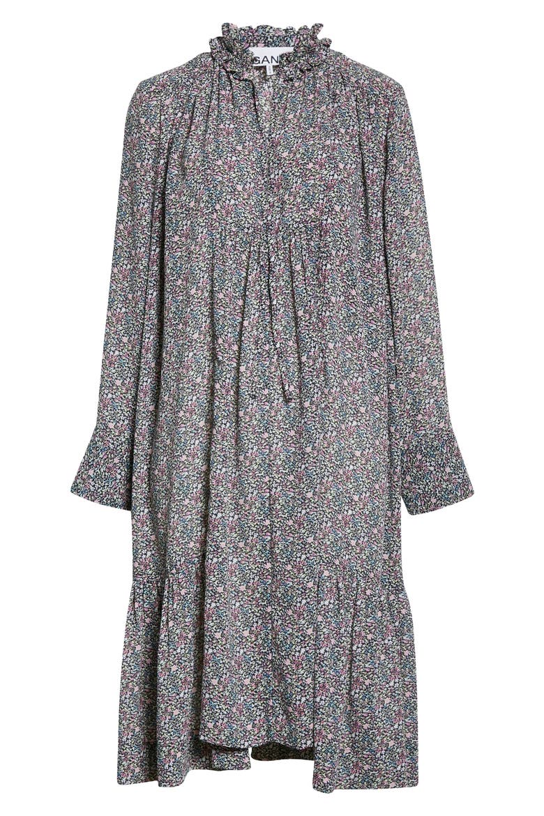 Print Light Crepe Recycled Shift Dress, Alternate, color, BLACK/ MOONLIGHT MAUVE