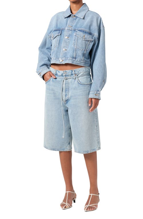 Agolde Palmer Crop Denim Jacket In Space (worn Lt Blue)