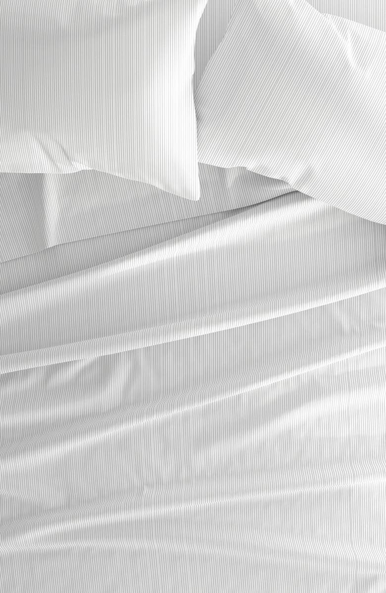 HOMESPUN Home Spun Premium Ultra Soft Pinstriped Pattern 4-Piece Bed Sheet Set, Alternate, color, Light Gray