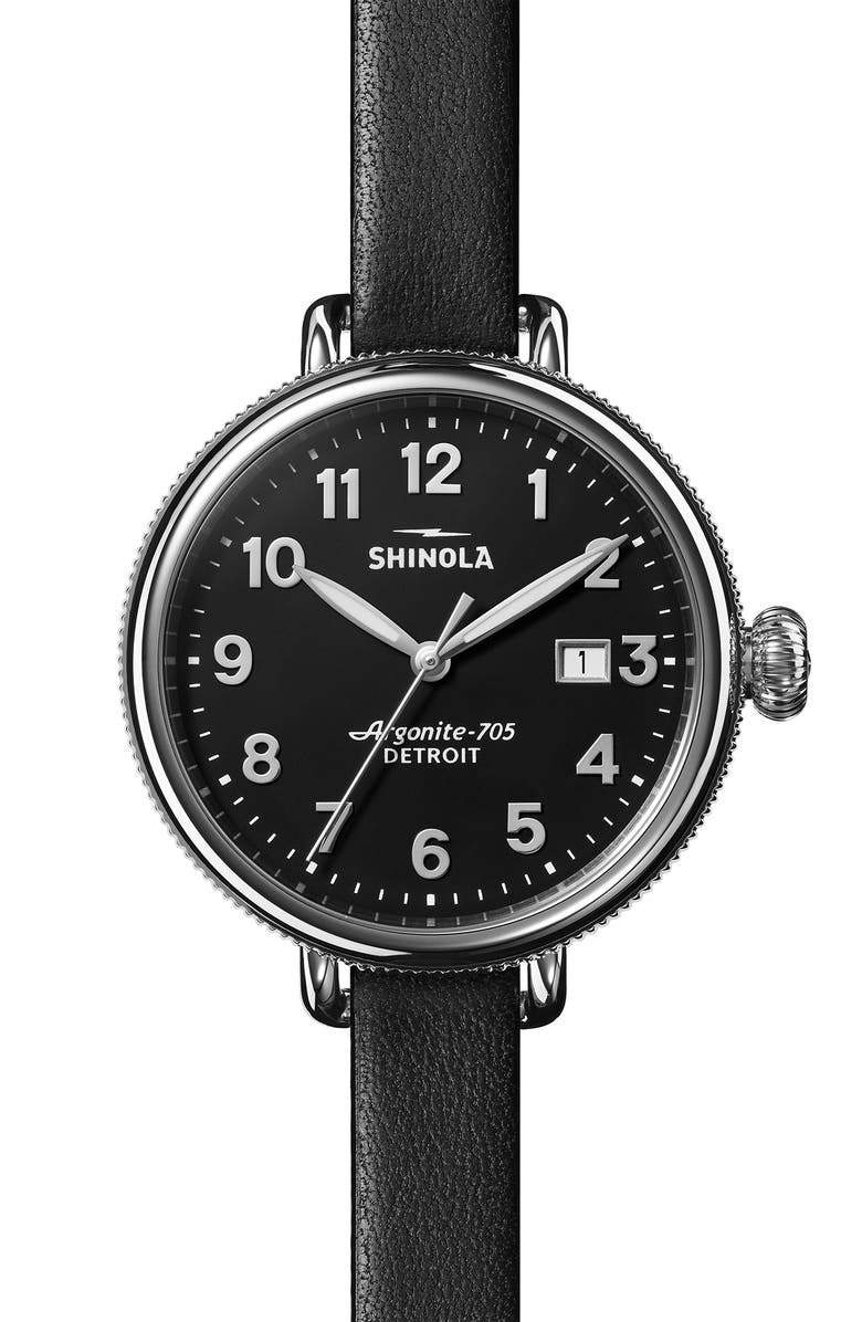 Shinola Birdy Double Wrap Leather Strap Watch, 38mm, Main, color, 