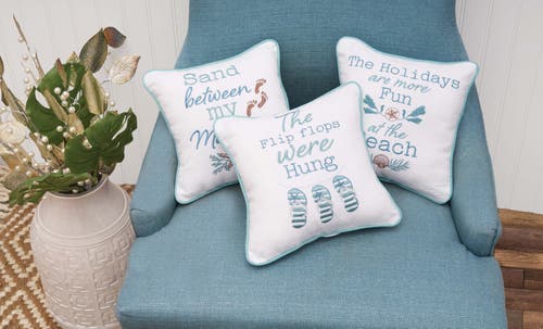 C & F Home C&f Home Sand Between My Mistletoes Christmas Throw Pillow, 10" X 10" In White