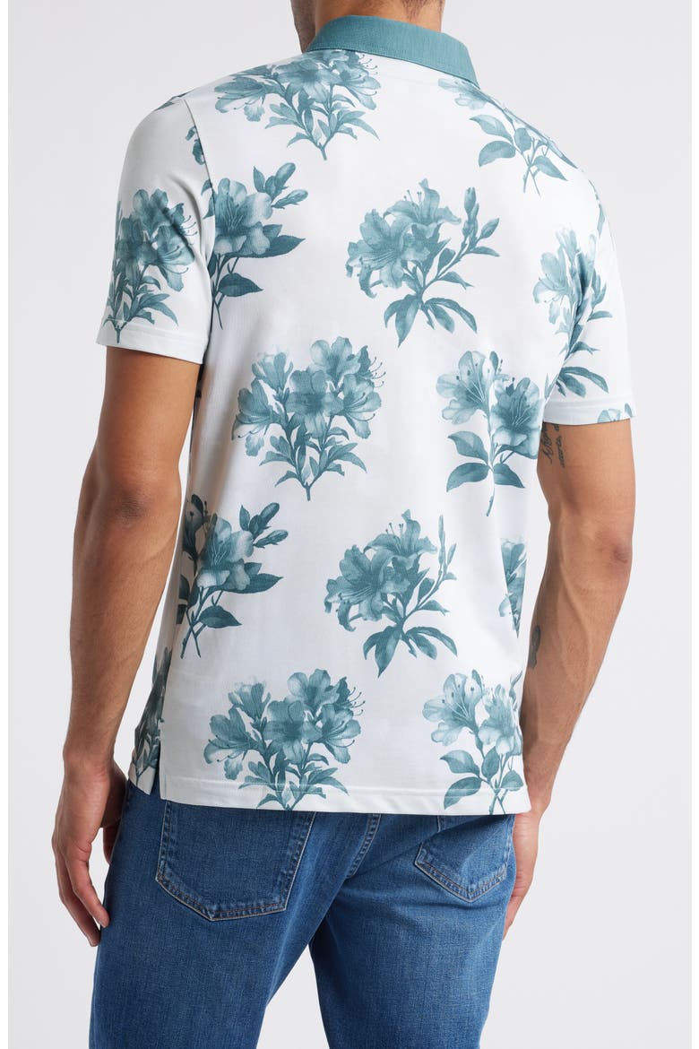 Featherweight Magnolia Floral Piqué Polo, Alternate, color, MOONBEAM