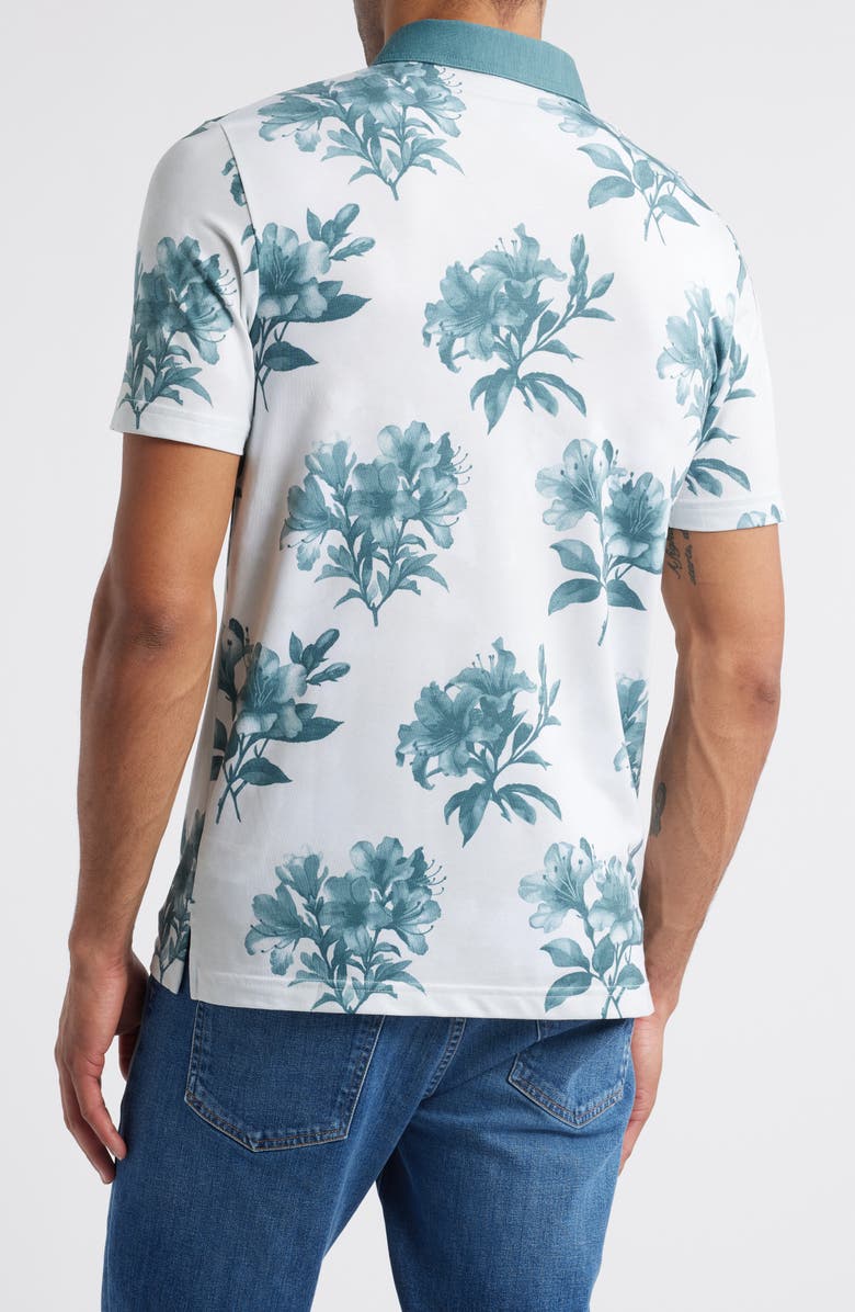 TravisMathew Featherweight Magnolia Floral Piqué Polo, Alternate, color, Moonbeam