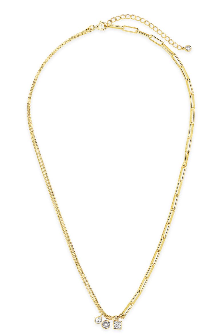 Cubic Zirconia Charm Necklace, Main, color, GOLD