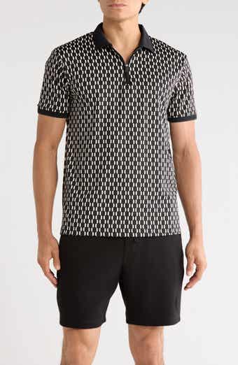 Cactus Man Geo Print Quarter Zip Performance Polo