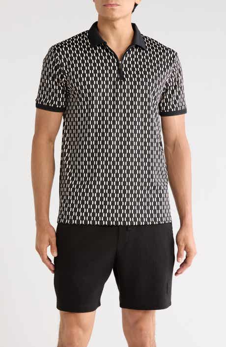 Cactus Man Geo Print Quarter Zip Performance Polo