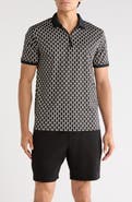 Cactus Man Geo Print Quarter Zip Performance Polo
