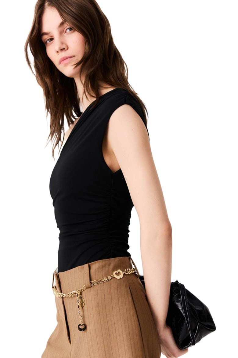 Asymmetric bodysuit, Alternate, color, Black
