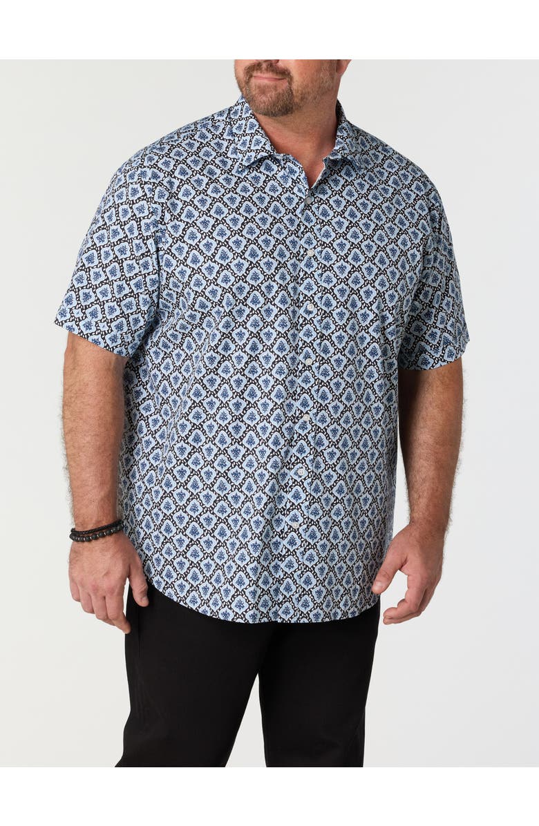 Synrgy by DXL Big & Tall Abstract Print Sport Shirt, Alternate, color, Blue