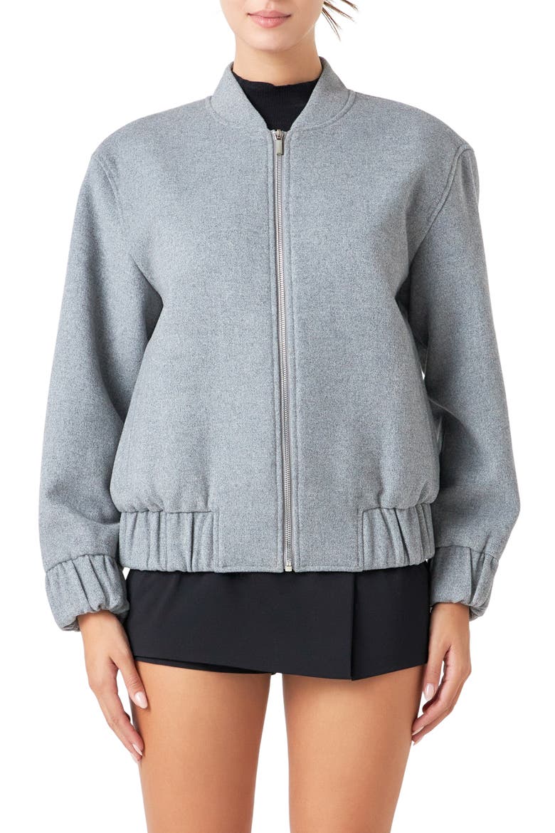Oversize Wool Blend Bomber Jacket, Main, color, GREY