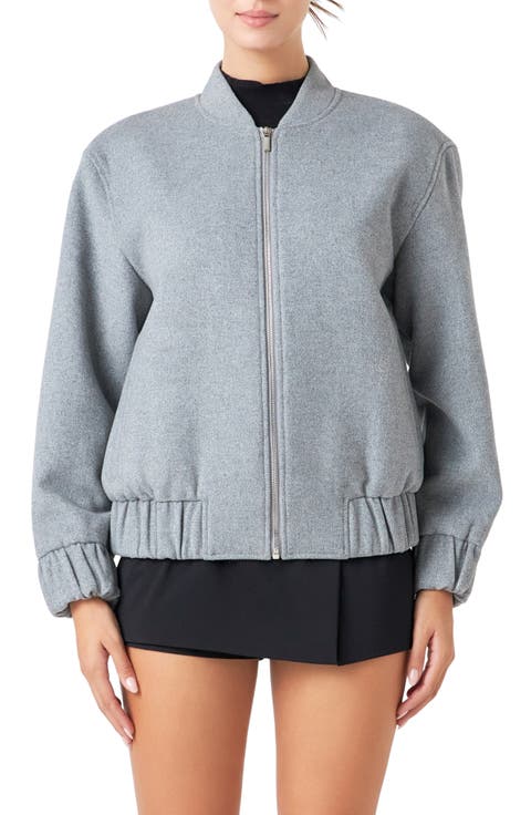 Oversize Wool Blend Bomber Jacket
