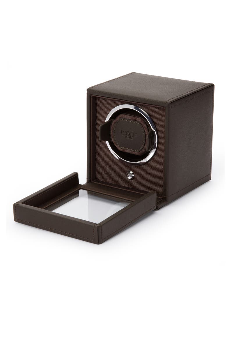 Cub Single Watch Winder with Cover, Alternate, color, BROWN