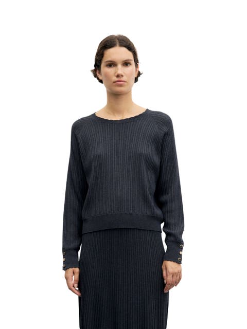 Rita Ribbed Openwork Knit Sweater