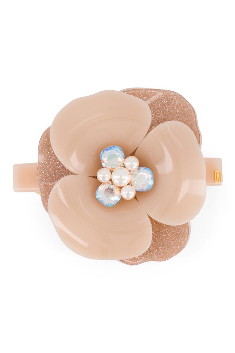 Imitation Pearl Flower Barrette, Alternate, color, BEIGE