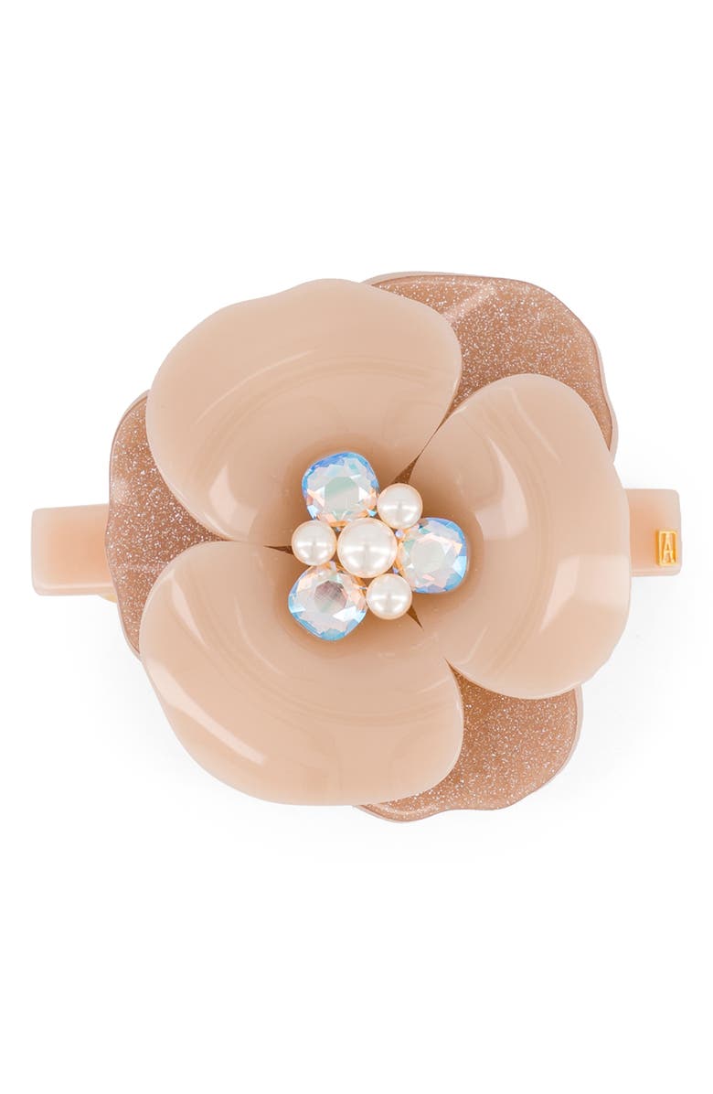 Alexandre de Paris Imitation Pearl Flower Barrette, Alternate, color,
