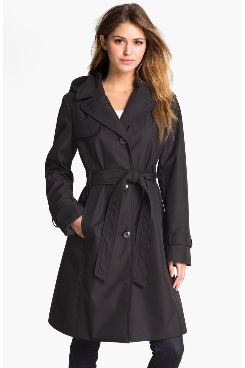 Trench Coat with Detachable Hood (Nordstrom Exclusive), Main, color, BLACK