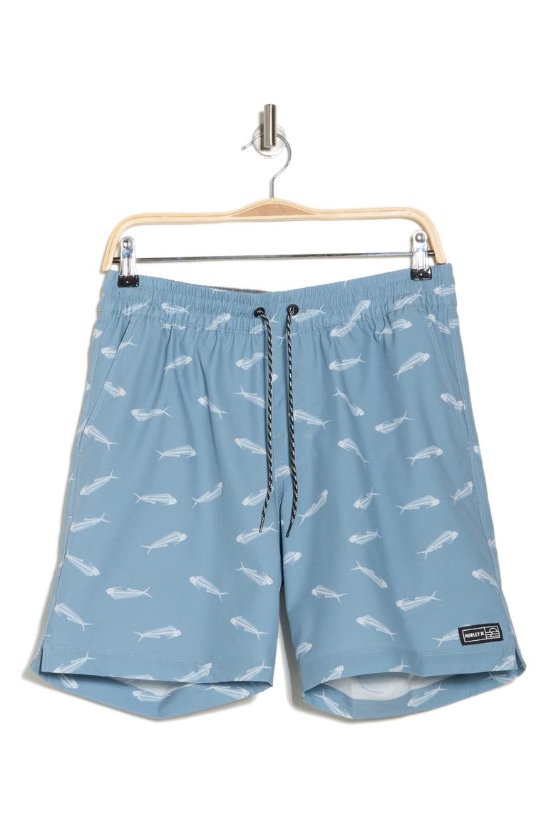 Ditsy Bone Volley Swim Shorts, Alternate, color, GLADIATOR GREY