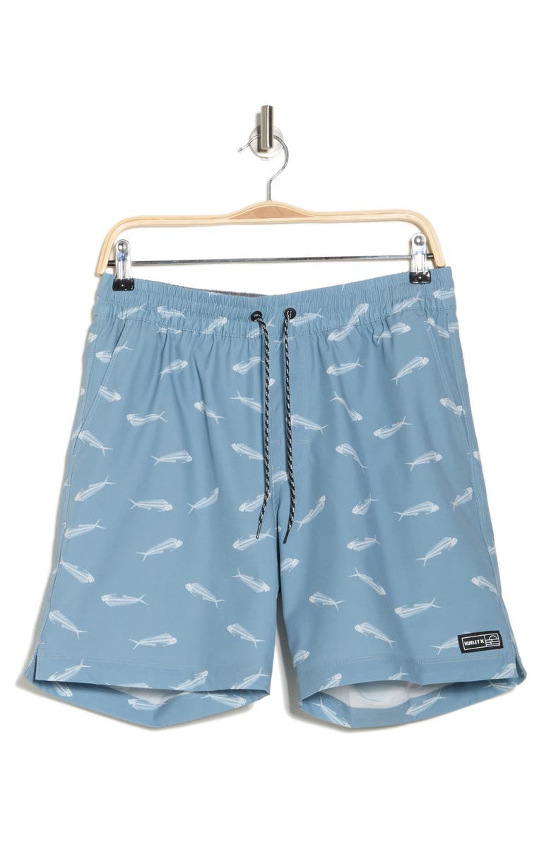 Hurley Ditsy Bone Volley Swim Shorts, Alternate, color, Gladiator Grey