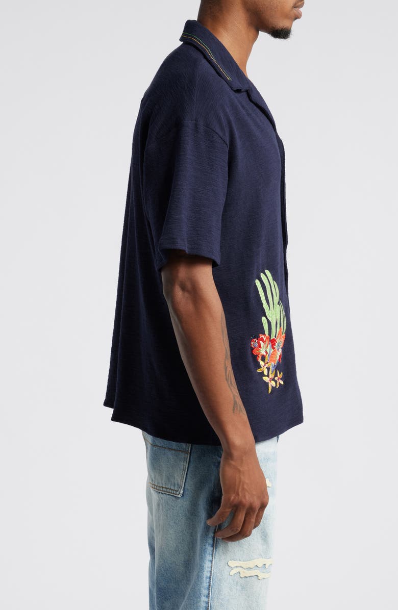 DIET STARTS MONDAY Cactus Floral Embroidered Camp Shirt, Alternate, color,