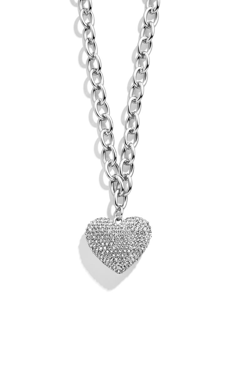 Millie Crystal Heart Pendant Necklace, Alternate, color, SILVER