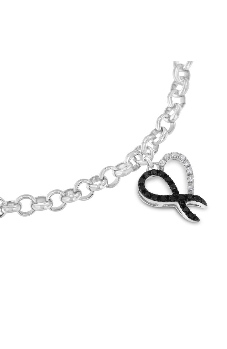 Haus of Brilliance Silver 1/6ct TDW Diamond Heart Charm Bracelet, Alternate, color, White