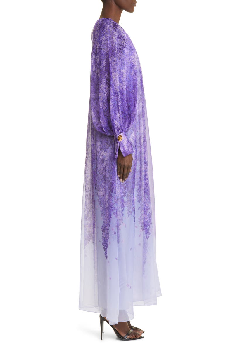 Oscar de la Renta Dégradé Lilac Silk Chiffon Caftan, Alternate, color,