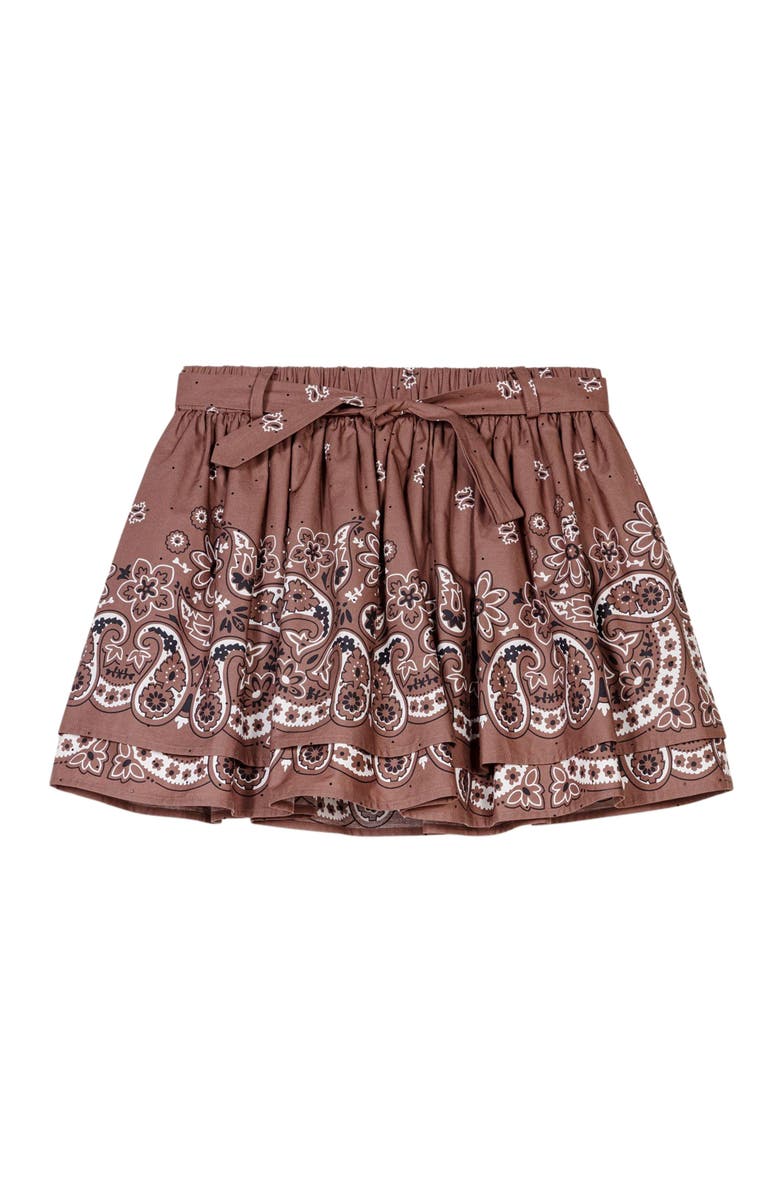 maje Print mini skirt with rhinestones, Alternate, color, Brown Bandana Print