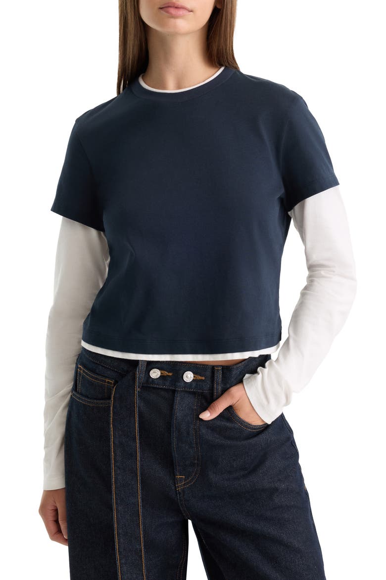 The Combo Layered T-Shirt, Main, color, NAVY WITH CHALK