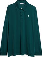 AMI PARIS Ami de Coeur Embroidered Long Sleeve Cotton Polo