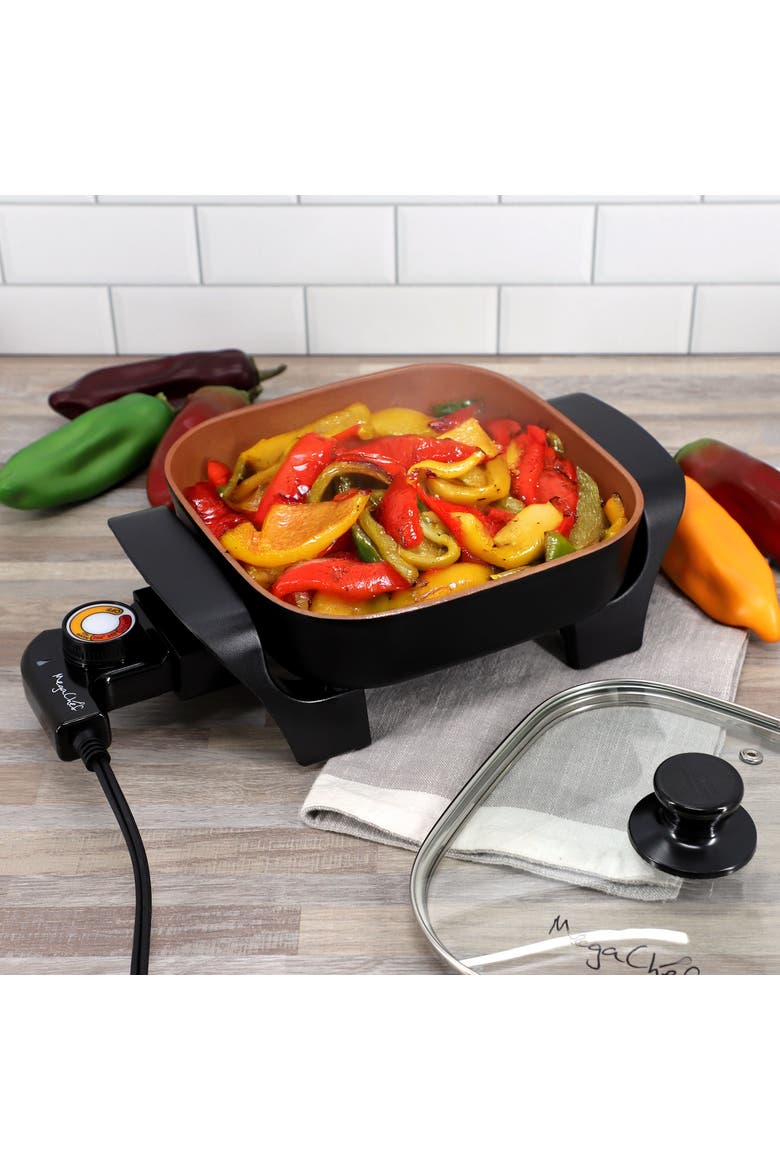 8 Inch Electric Skillet with Lid, Alternate, color, Black