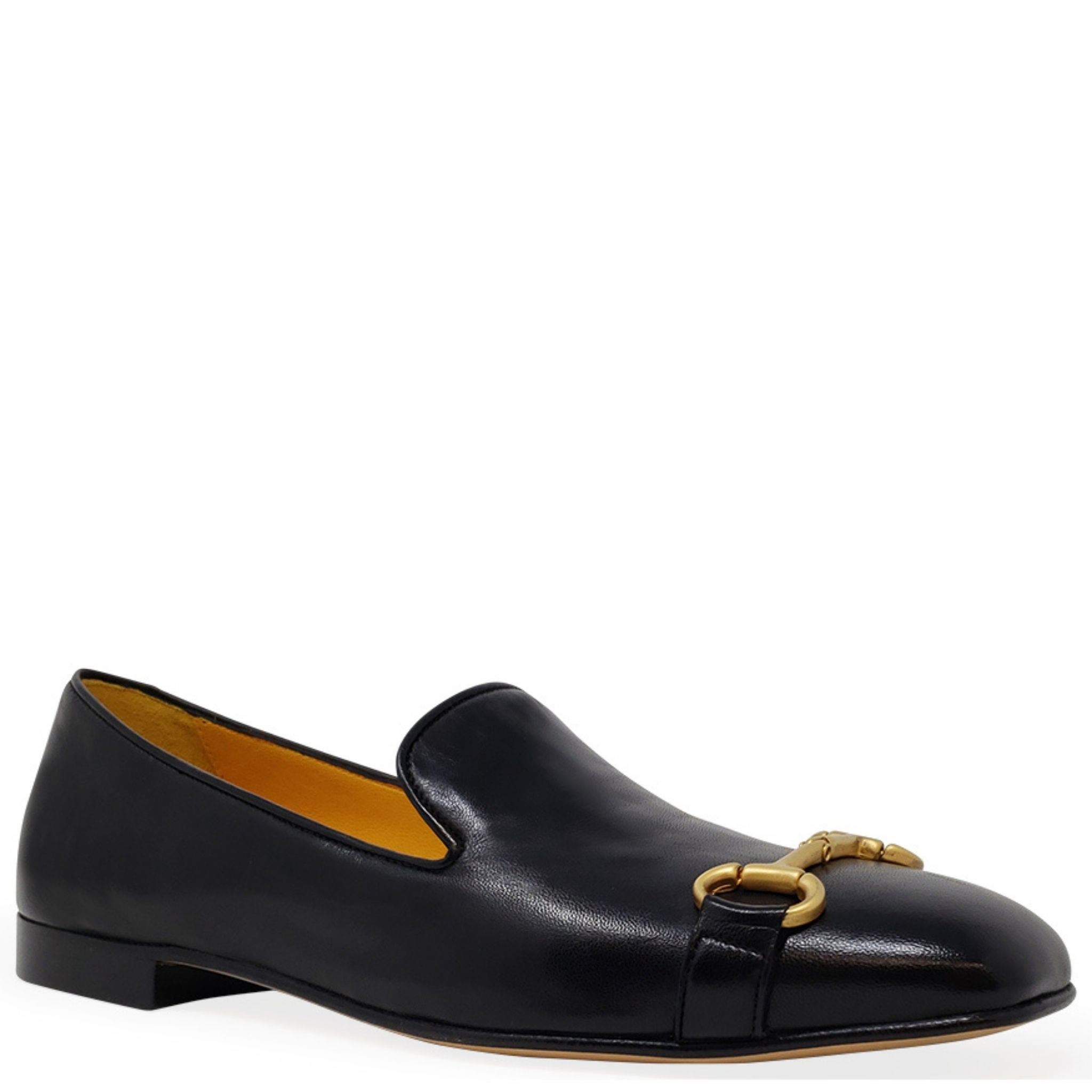 Madison Maison Square Toe Horse Bit Loafer, Alternate, color, Black/ Gold