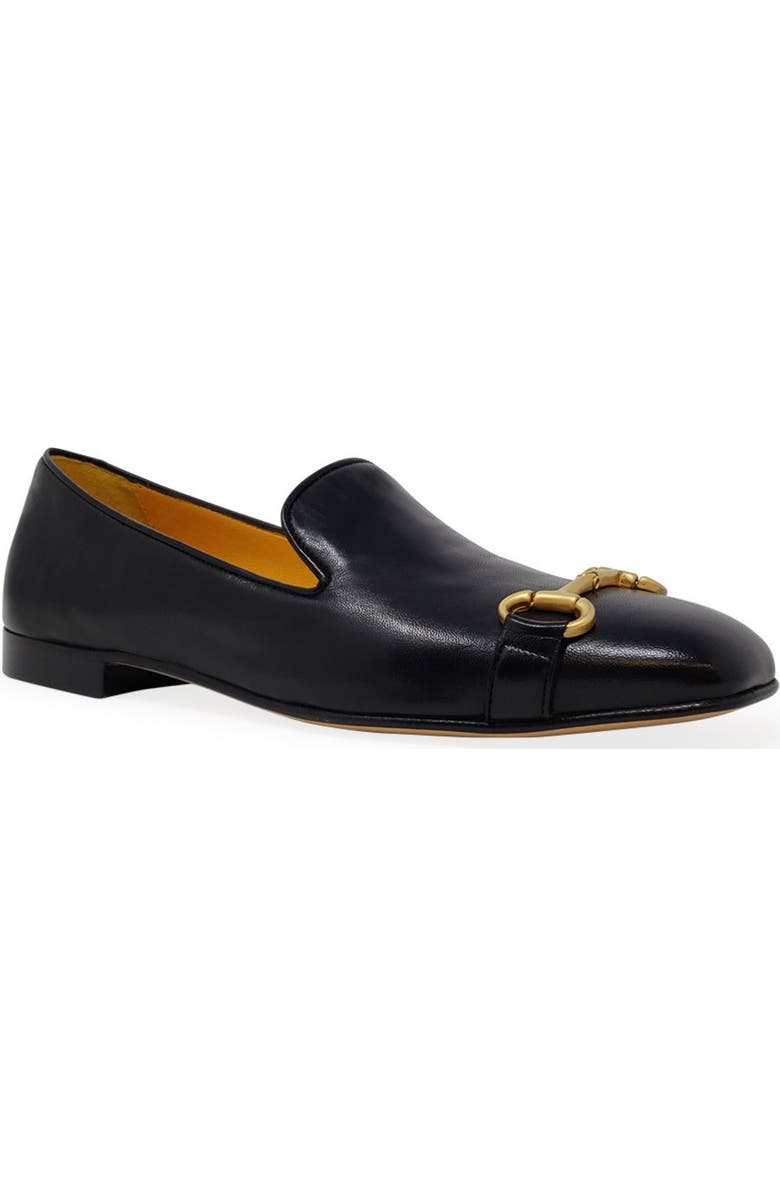 Madison Maison Square Toe Horse Bit Loafer, Alternate, color, Black/ Gold