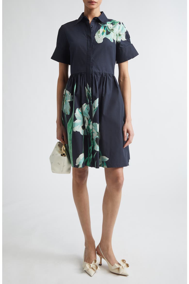 Floral Print Cotton Shirtdress, Alternate, color, MIRRORED ORCHID NAVY