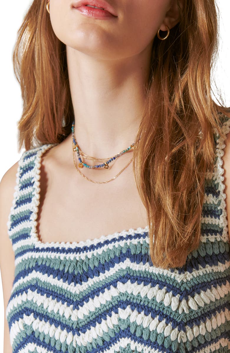 Lucky Brand Zigzag Crochet Crop Top, Alternate, color,