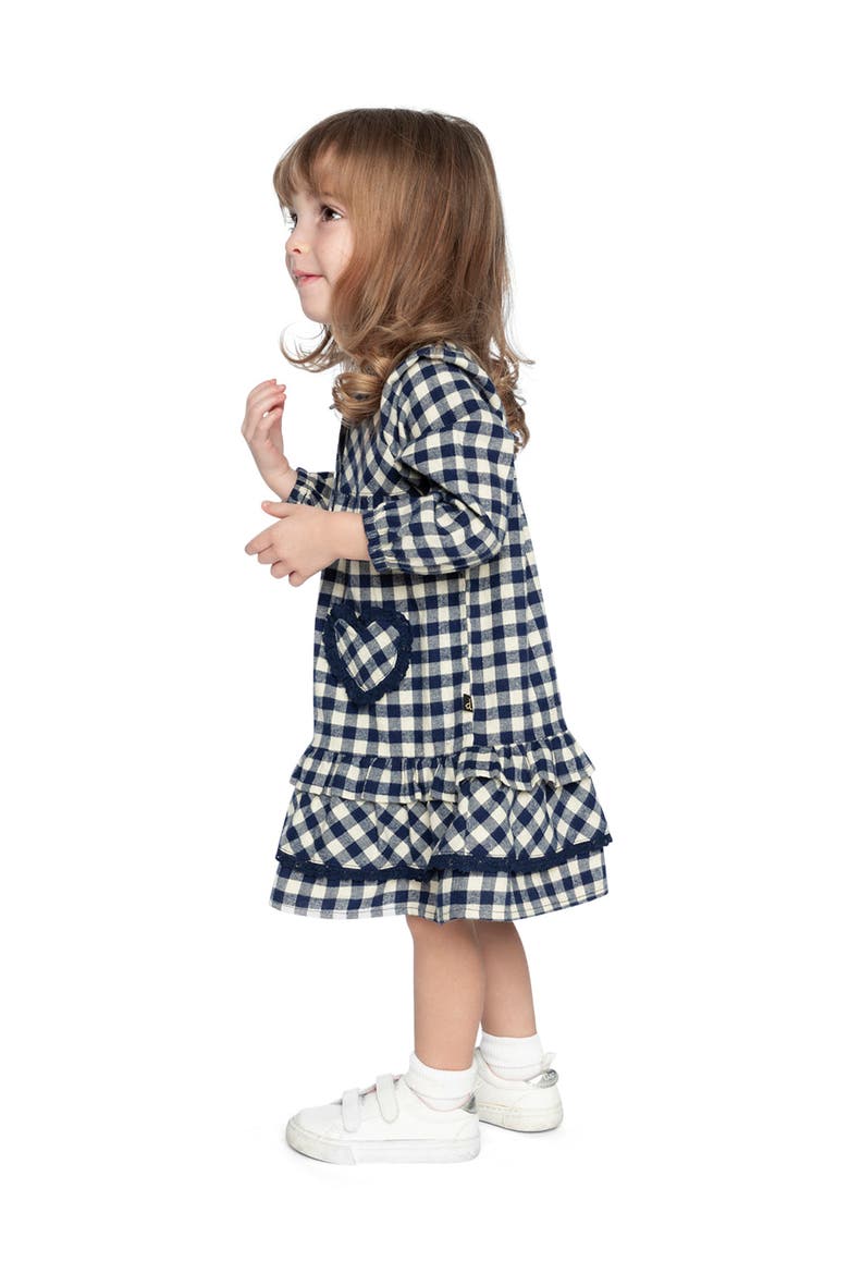 Gingham Frilled Heart Pocket Shirt Dress, Alternate, color, Blue and White Gingham Print