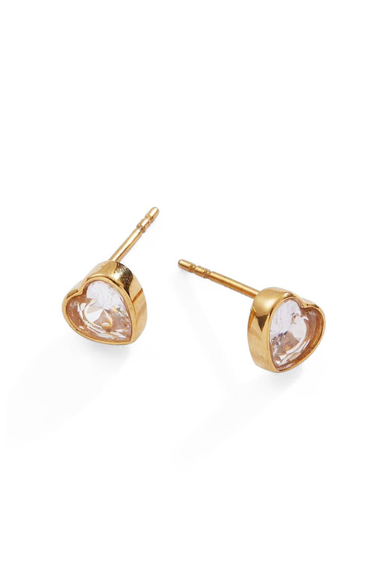 Crystal Heart Mini Stud Earrings, Main, color, Gold