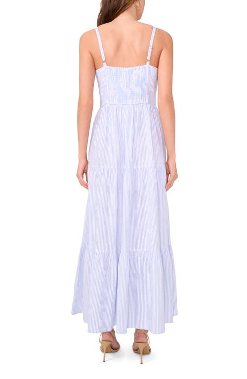 Cece Stripe Twist Front Linen Blend Maxi Dress In Cornflower