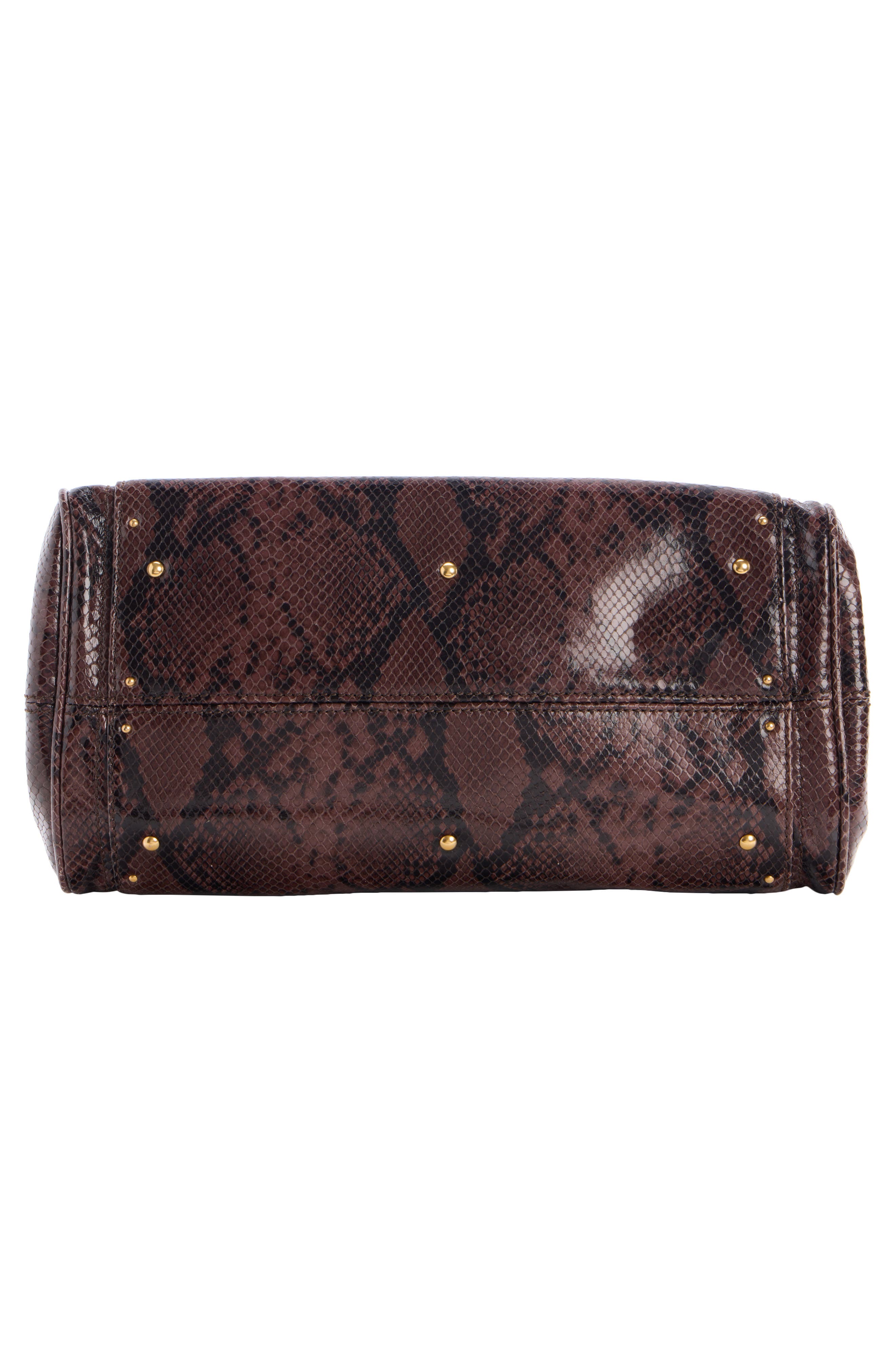 Paddington Snakeskin Embossed Leather Satchel, Alternate, color, ROSEWOOD