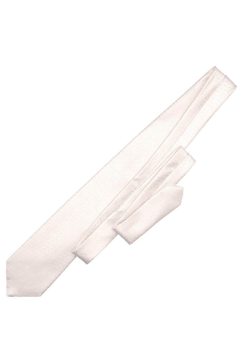 Parioli - Extra Long Silk Jacquard Tie for Men, Alternate, color, White