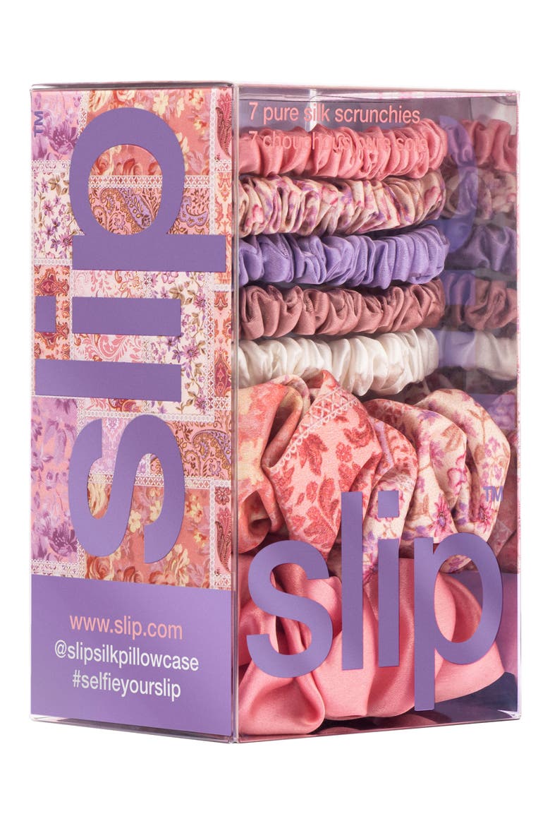 7-Pack Silk Scrunchies, Alternate, color, PINK MULTI