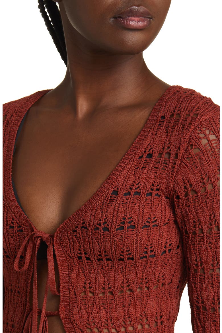 Pointelle Cardigan, Alternate, color, ORANGE