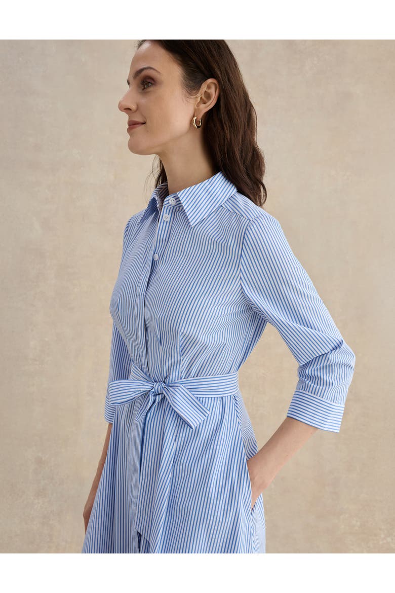 Jane Belted Midi Shirt Dress, Alternate, color, Blue Ivory