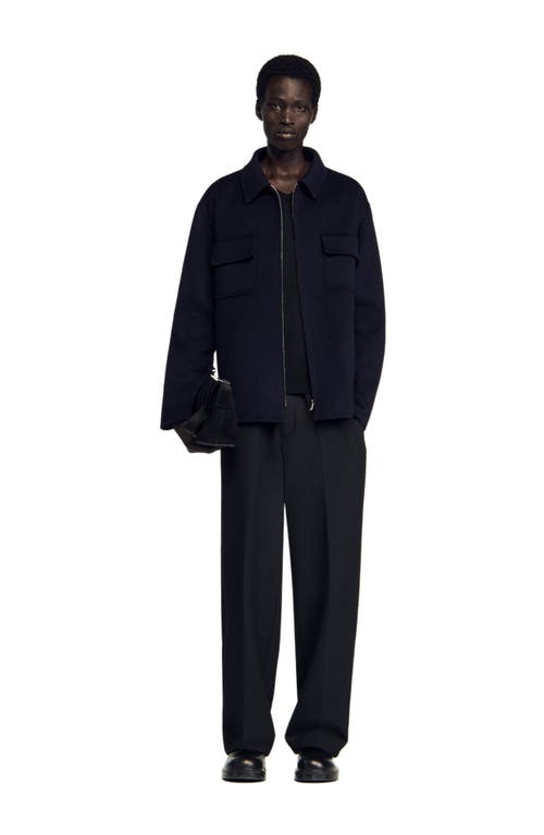 Sandro Zipped Overshirt In Black